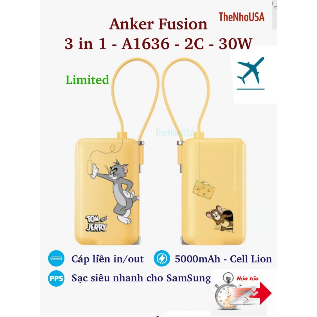 [Model 2023] Pin sạc dự phòng 3 in 1 Anker Powercore Fusion 30W 5000mAh A1636  PD PPS QC SCP FCP