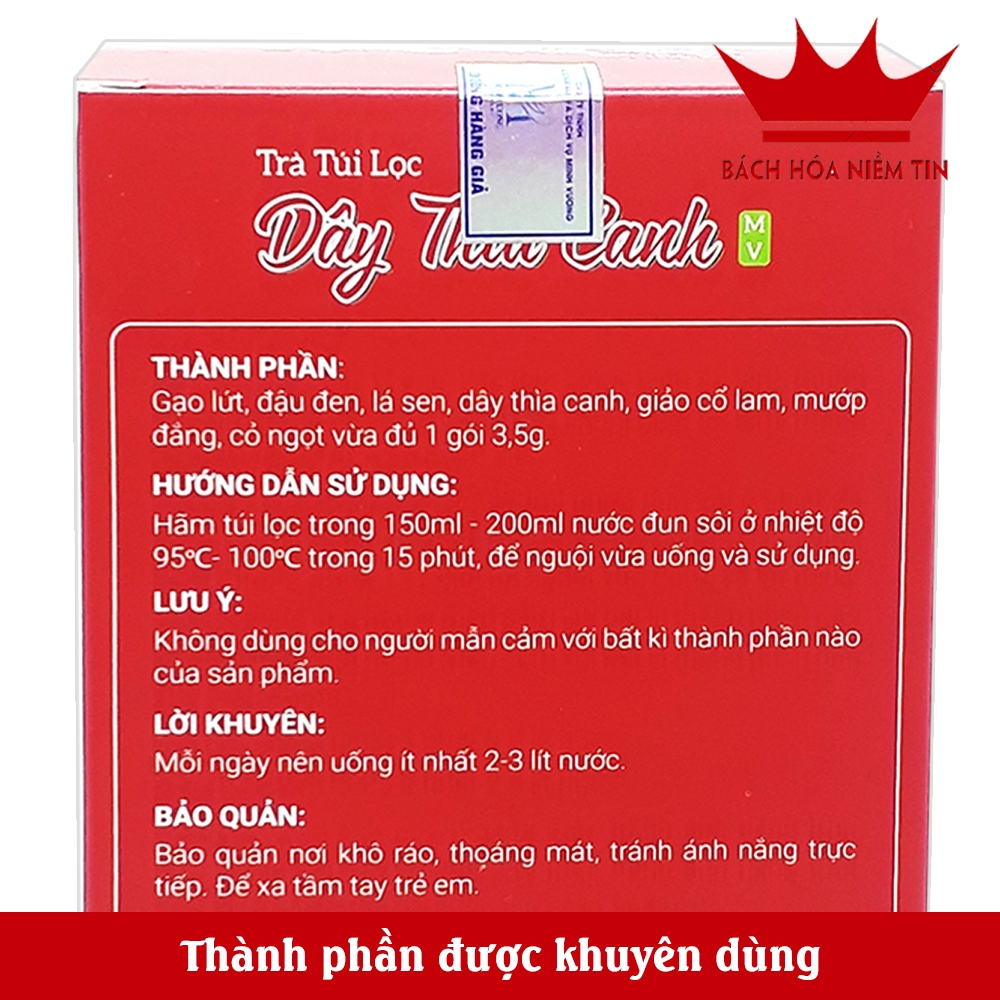 Trà Dây Thìa Canh - mướp đắng, giảm cổ lam, gạo lứt giúp giảm tiểu đường, thanh lọc cơ thể - Hộp 15 gói x3,5g
