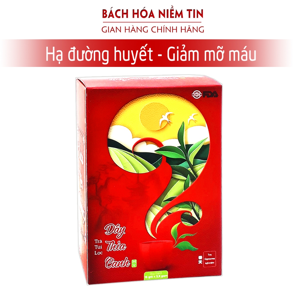 Trà Dây Thìa Canh - mướp đắng, giảm cổ lam, gạo lứt giúp giảm tiểu đường, thanh lọc cơ thể - Hộp 15 gói x3,5g