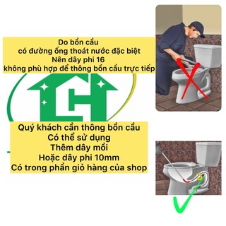 Dây thông cống phi 16 sử dụng máy khoan ( Gồm dây phi 16 + 6 đầu thông + 1 đầu kết nối )