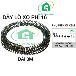 Dây thông cống phi 16 sử dụng máy khoan ( Gồm dây phi 16 + 6 đầu thông + 1 đầu kết nối )