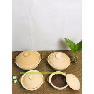 Nồi đất/ niêu đất/ thố đất nung, tráng men lòng, có quai cầm, nắp đậy, kho quẹt, kho cá, thịt