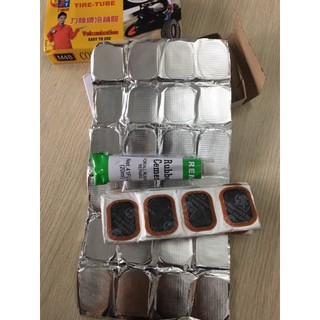 Miếng vá săm xe đạp, xe máy (Hộp bao gồm 1 tuýp keo+ 48 miếng vá)