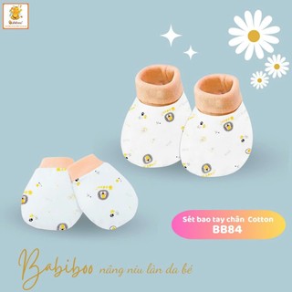 Set bao tay bao chân Babiboo họa tiết xinh xắn cho bé sơ sinh