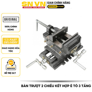 Bàn trượt hai chiều tịnh tiến kết hợp ê tô khoan bàn 3 tầng. Chất liệu gang thép nguyên khối