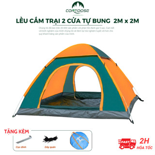 Lều cắm trại gấp gọn 2mx2m cho 4- 6 người lều picnic tự động vải Oxford 210T, lều tự bung picnic 2 cửa thoáng mát