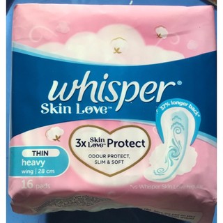 Hcm- - combo 6 gói băng vệ sinh whisper skin love 16 miếng 28cm siêu mỏng cánh bảo vệ 3x ngày nhiều