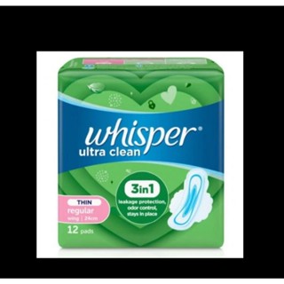 Hcm - (24cm - 12 Miếng/Gói) - Combo 6 Gói Băng Vệ Sinh Whisper Ultra Clean 12 Miếng 24 cm Có cánh - Date Mới