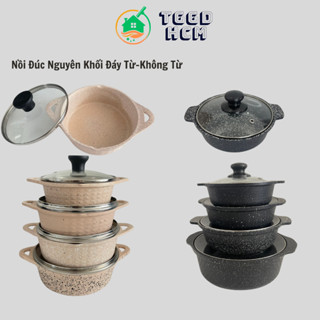 Nồi Vân Đá Chống Dính-Nồi Đúc Nguyên Khối Phủ Men Chống Dính Đáy Từ-Không Từ