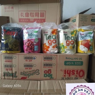 Bán sỉ cả thùng nước Oishi 5 bịch đủ vị chanh, đào, táo, dâu, nho vị trái cây bịch 10 gói 180ml .