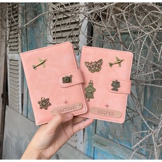 Túi đựng passport,bao da hộ chiếu CAO CẤP CÓ QUA CÀI hồng phấn + hơn 20 màu khác