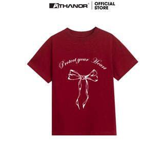 Áo Thun Baby Tee Nơ Conquette ATHANOR Dáng Ôm 100% Cotton Mẫu PROTECT HEART