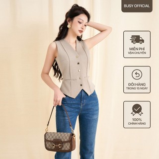 Áo Gile Cổ V Nữ BUSY Kaki Mềm Cao Cấp Có Lót AGL3