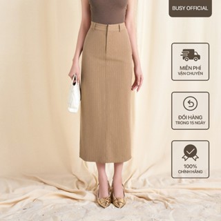 Chân Váy Midi Dáng Dài Nữ BUSY Tuyt Si Kẻ Trắng CVMD3