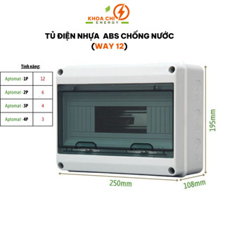  Tủ điện nhựa Way-12 Lắp nổi chống nước Hộp Tủ Điện Nhựa ABS Vỏ Tủ Điện Chống Nước Chống Bụi Chống Va Đập_ Khoa Chi 
