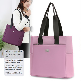 Túi giỏ xách đeo vai nữ thời trang size 34cm đựng vừa khổ giấy A4 chất liệu vải dù chống nước chống xước nhiều ngănTX082