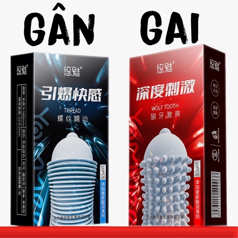 Bao Cao Su Gai Wolf Tooth, Bcs Gân Gai Nhiều Gel Bôi Trơn, Siêu Mỏng Chân Thực (10C) | Store_Chika