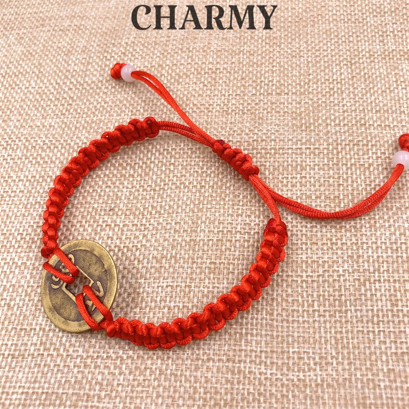 Vòng tay chỉ đỏ đồng xu may mắn VD46 - vòng tay đồng xu chiêu tài - Charmy | BigBuy360 - bigbuy360.vn