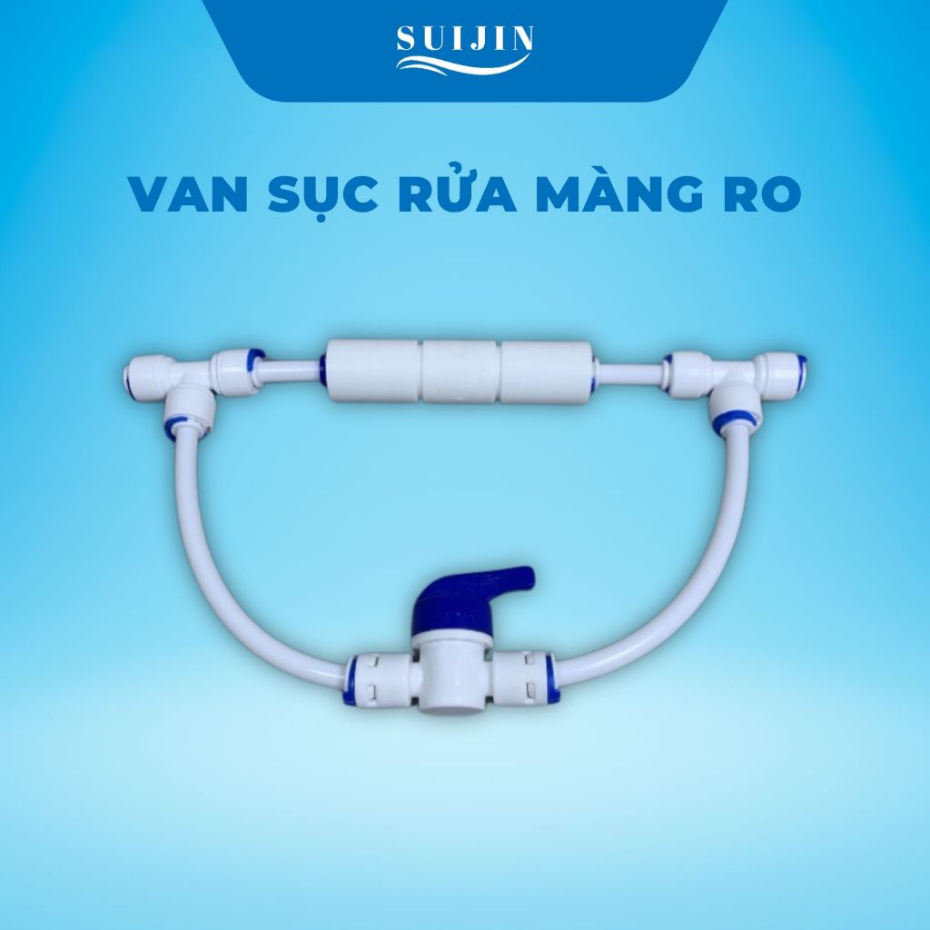 Bộ Van Sục Rửa Màng RO Lắp Sẵn Dành Cho Máy Lọc Nước Gồm Van Thải, Van Xả Tay, 2 Cút T Cắm Nhanh Phi 6