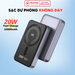 Sạc dự phòng không dây 20W Basefast Pin dự phòng 10000mah chống cháy nổ cho iP samsung oppo xiaomi