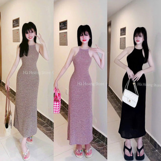 ĐẦM BODY CỔ YẾM TĂM LEN ĐŨA DÁNG DÀI SEXY 4M