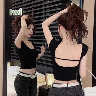  Áo Croptop Hở Lưng SẴN MÚT NGỰC IWI SHOP Dây Ngang Cổ Vuông Cho Nữ Chất Thun Tăm Lạnh - A238.IW