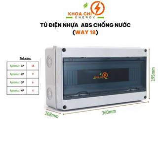 Tủ điện nhựa Way-18 Lắp nổi chống nước, Hộp tủ điện nhựa ABS, Vỏ tủ điện chống nước, chống bụi, chống va đập_ Khoa Chi