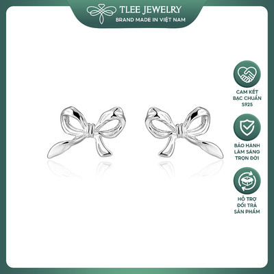 Bông tai bạc nữ TLEE nơ nhí basic bạc 925 cao cấp TLEE JEWELRY B0337