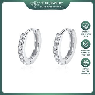 Khuyên tai bạc nữ TLEE tròn nạm đá sang trọng TLEE JEWELRY B0124