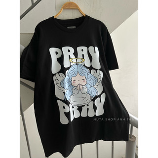 ÁO THUN UNISEX ĐEN PRAY ĐỦ SIZE kèm ảnh thật
