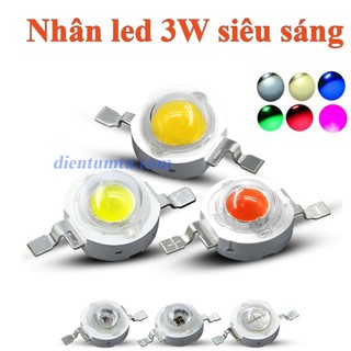 Chip led luxeon 3w đủ màu, đỏ, cam, vàng, xanh lá, xanh dương, chàm, tím - đế nhôm