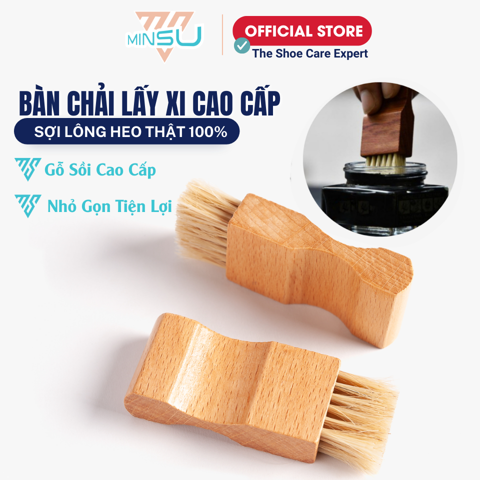 Bàn Chải Lấy Xi Đánh Giày MINSU M2420 Chuyên Dùng Để Chấm Quét Xi Cho Giày Da Bằng Lông Heo Cao Cấp