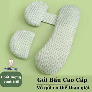 Gối bầu chũ J cao cấp  2 chong 1 giúp nâng đỡ bùng mẹ giúp mẹ dễ ngủ ngon, gối ôm bầu cao cấp vỏ tháo rời