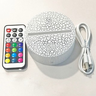 Đế đèn LED 3D nhựa - (Remote, 16 Màu Đèn) (Không kèm tấm mica)