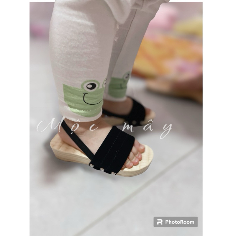 [QUAI CHỐNG TỤT]Guốc mộc THÔNG cho bé mix NHUNG êm chân có quai - Mộc Mây store