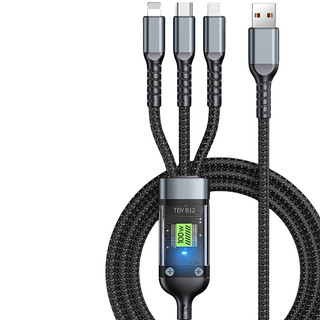 Cáp Sạc Nhanh , Dây Sạc Tự Ngắt Bọc Dù 100W Tích Hợp 3 Cổng Micro Usb Type C 3 In 1