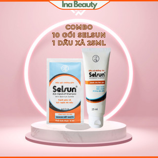 Dầu gội xả selsun gàu nấm combo 10 gói gội selsun 5ml và 1 chai xả 25ml