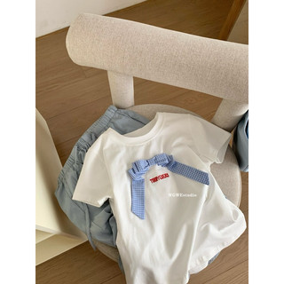 Áo thun babytee đính nơ caro