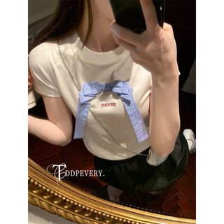 Áo thun babytee đính nơ caro