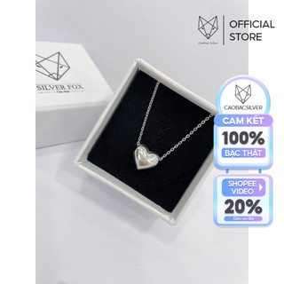 Dây chuyền basic bạc ta s925 cao cấp caobac silver tim phồng trơn đơn giản, thanh lịch, sang trọng cho bạn gái