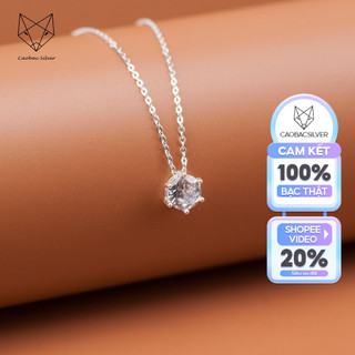 Dây Chuyền Bạc Ta S925 Cao Cấp Thanh Lịch CaoBac Silver Sáu Chấu Lấp Lánh Đơn Giản, Sang Trọng Cho Bạn Gái
