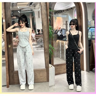 Set Quần Ống Xuông X kèm áo hai dây 4 cúc có đệm ngực chất tăm lạnh mẫu mới 2024