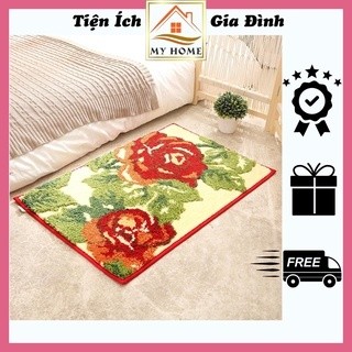 Thảm lau chân cotton len dày siêu thấm, thảm chùi chân cao cấp chống trơn trượt, kích thước 40x60cm