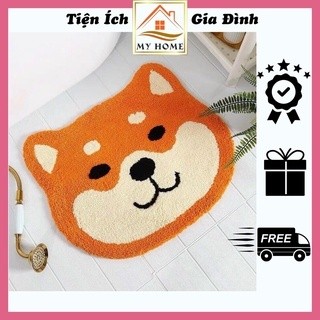 Thảm lau chân hình mặt mèo, thảm chùi chân hình thú chống trơn trượt, thấm hút nước tốt, kích thước 50x60cm