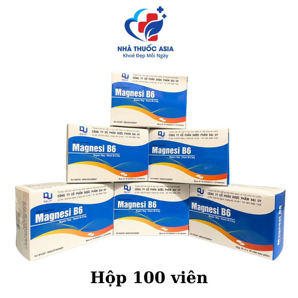 Magnesi B6 Đại Uy - Bổ sung Magie và B6 giúp giảm đau đầu, mất ngủ - hộp 100 viên
