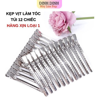 Kẹp mỏ vịt kẹp tóc mỏ vịt kim loại làm tóc makeup trang điểm hàng xịn Set 12 chiếc- Dinh Dinh 