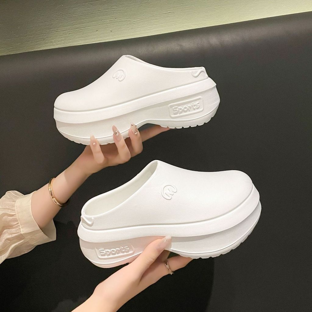 Dép Sục Đế Độn 5cm Sports Nữ, Đế Đúc Dáng Đẹp, Dép Bánh Mỳ Tăng Chiều cao size 36-41