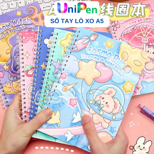 Sổ Lò Xo Ghi Chép A5 Dễ Thương, Sổ Tay Ghi Chép Tiện Lợi Xinh Xắn Phong Cách Cute Thiết Kế Đơn Giản 