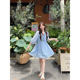 𝐋𝐨𝐥𝐢𝐬𝐭𝐨𝐫𝐞 - Đầm/ Váy Babydoll dáng ngắn xòe cổ V tay phồng dễ thương