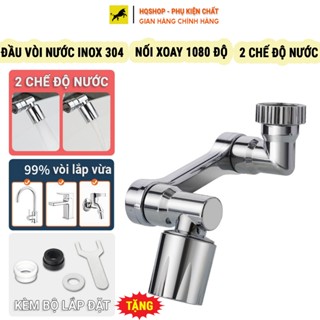 Đầu Vòi Nước Inox 304 - Kèm Đầu Nối Xoay 1080 độ - Lắp Bồn Rửa Mặt 2 Chế Độ Đa Năng Gội Đầu, Đánh Răng Tiện Lợi Nam, Nữ